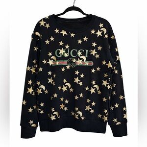 Authentic Gucci Sweatshirt Jumper Sweater Stars and Moon black Logo. Men's S